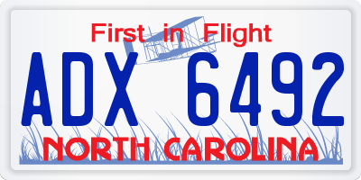 NC license plate ADX6492