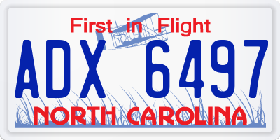 NC license plate ADX6497