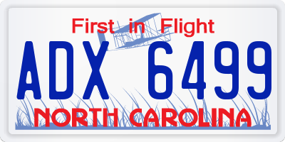NC license plate ADX6499