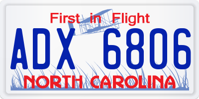 NC license plate ADX6806