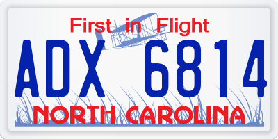 NC license plate ADX6814