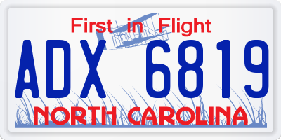 NC license plate ADX6819