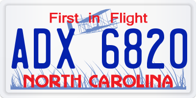 NC license plate ADX6820