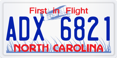 NC license plate ADX6821