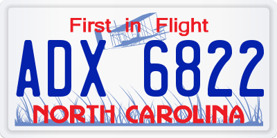 NC license plate ADX6822