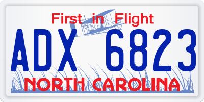 NC license plate ADX6823