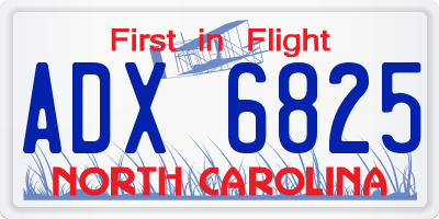 NC license plate ADX6825