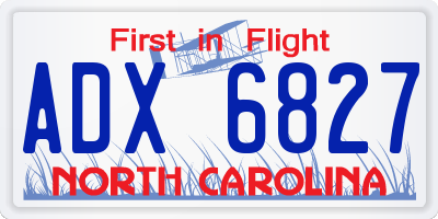 NC license plate ADX6827