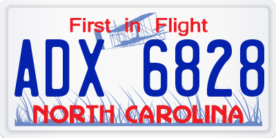NC license plate ADX6828