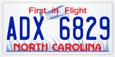 NC license plate ADX6829