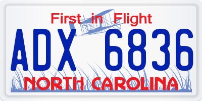 NC license plate ADX6836