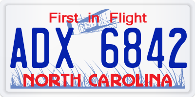 NC license plate ADX6842