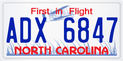 NC license plate ADX6847