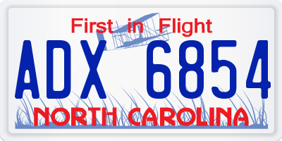 NC license plate ADX6854