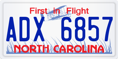 NC license plate ADX6857