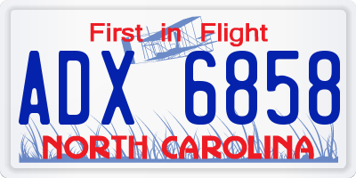 NC license plate ADX6858