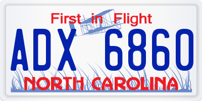 NC license plate ADX6860