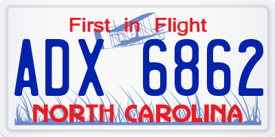 NC license plate ADX6862