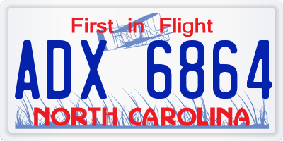 NC license plate ADX6864