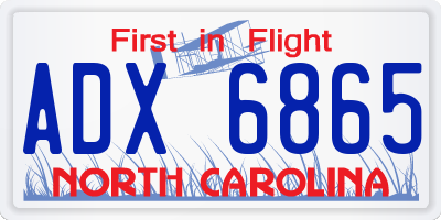 NC license plate ADX6865