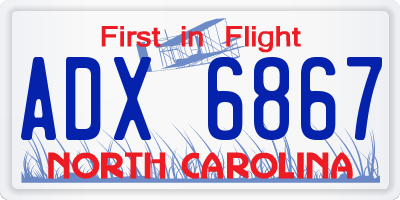 NC license plate ADX6867