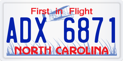 NC license plate ADX6871