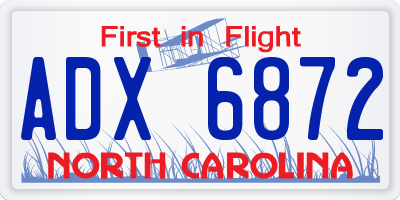 NC license plate ADX6872
