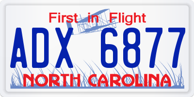 NC license plate ADX6877