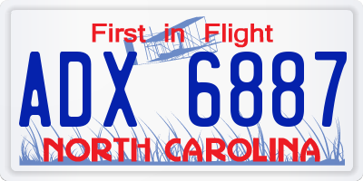 NC license plate ADX6887