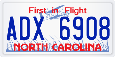 NC license plate ADX6908