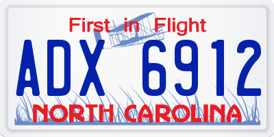 NC license plate ADX6912
