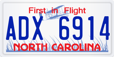 NC license plate ADX6914