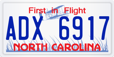 NC license plate ADX6917