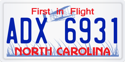 NC license plate ADX6931