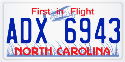 NC license plate ADX6943