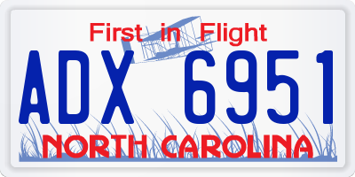 NC license plate ADX6951