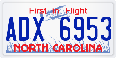 NC license plate ADX6953