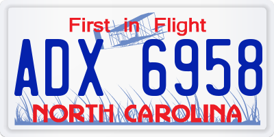 NC license plate ADX6958