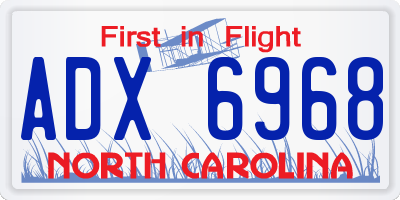 NC license plate ADX6968