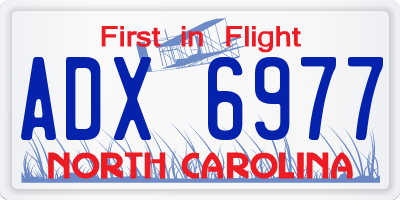 NC license plate ADX6977