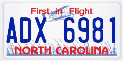 NC license plate ADX6981