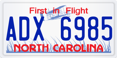 NC license plate ADX6985