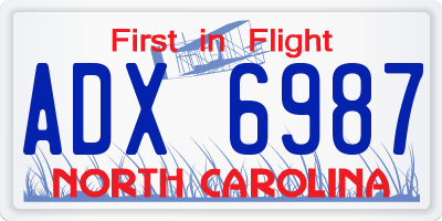 NC license plate ADX6987