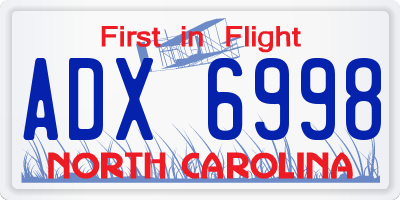 NC license plate ADX6998