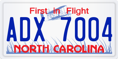 NC license plate ADX7004
