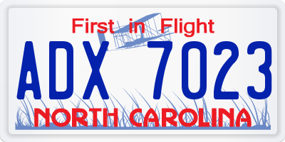 NC license plate ADX7023