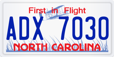 NC license plate ADX7030
