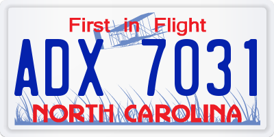 NC license plate ADX7031
