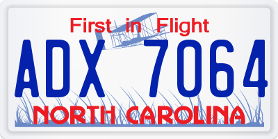 NC license plate ADX7064