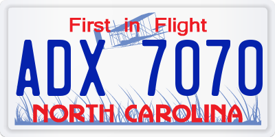 NC license plate ADX7070